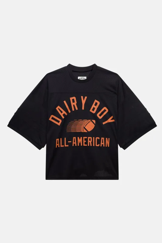Study Break Varsity Jersey - Black/Champion Orange sold by Dairy Boy