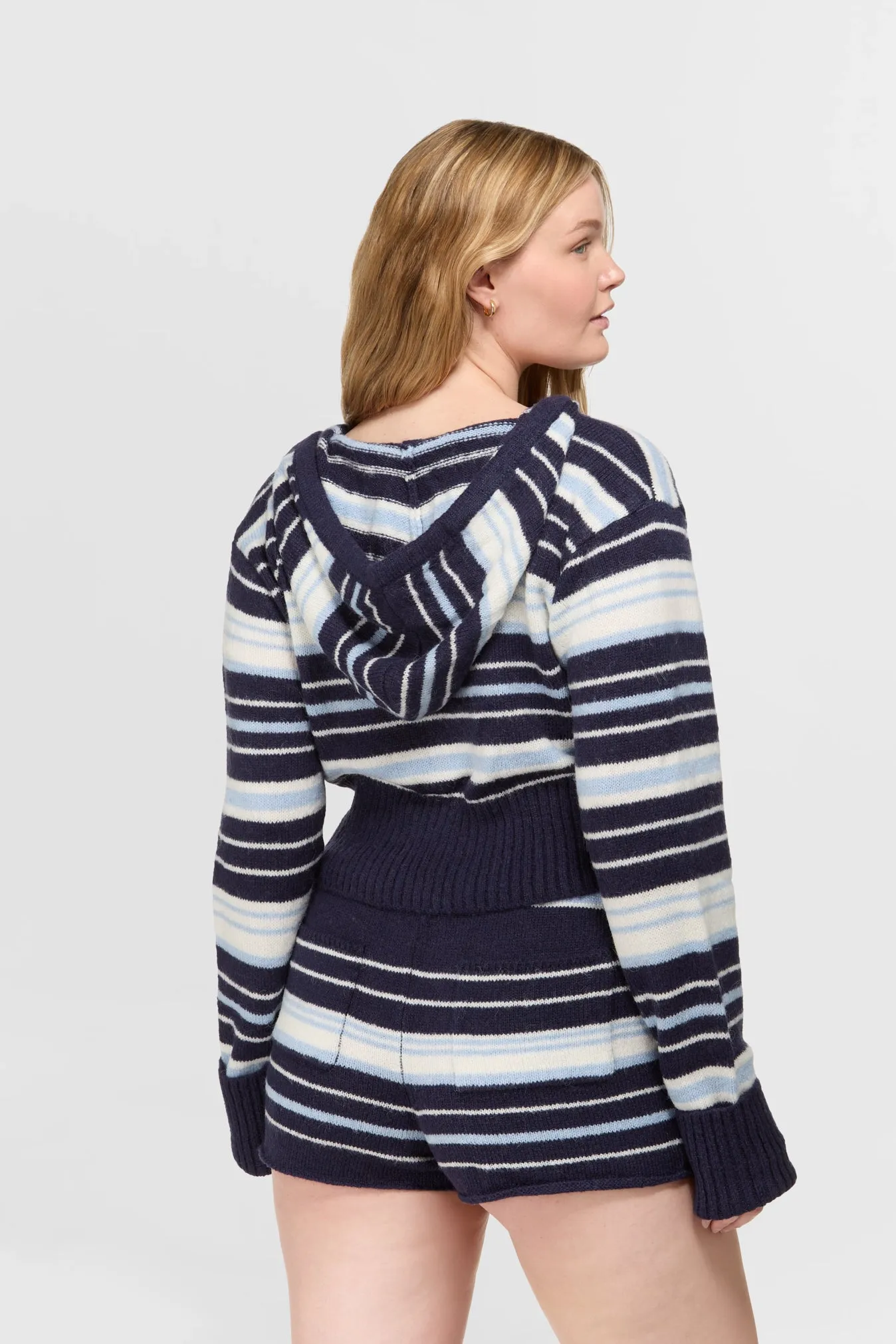 Surfside Striped Knit Zip Up - Ocean Blue sold by Dairy Boy product image thumbnail 5