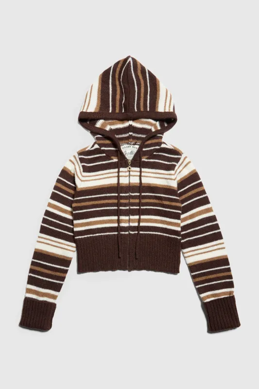 Surfside Striped Knit Zip Up - Sand Dune made by Dairy Boy