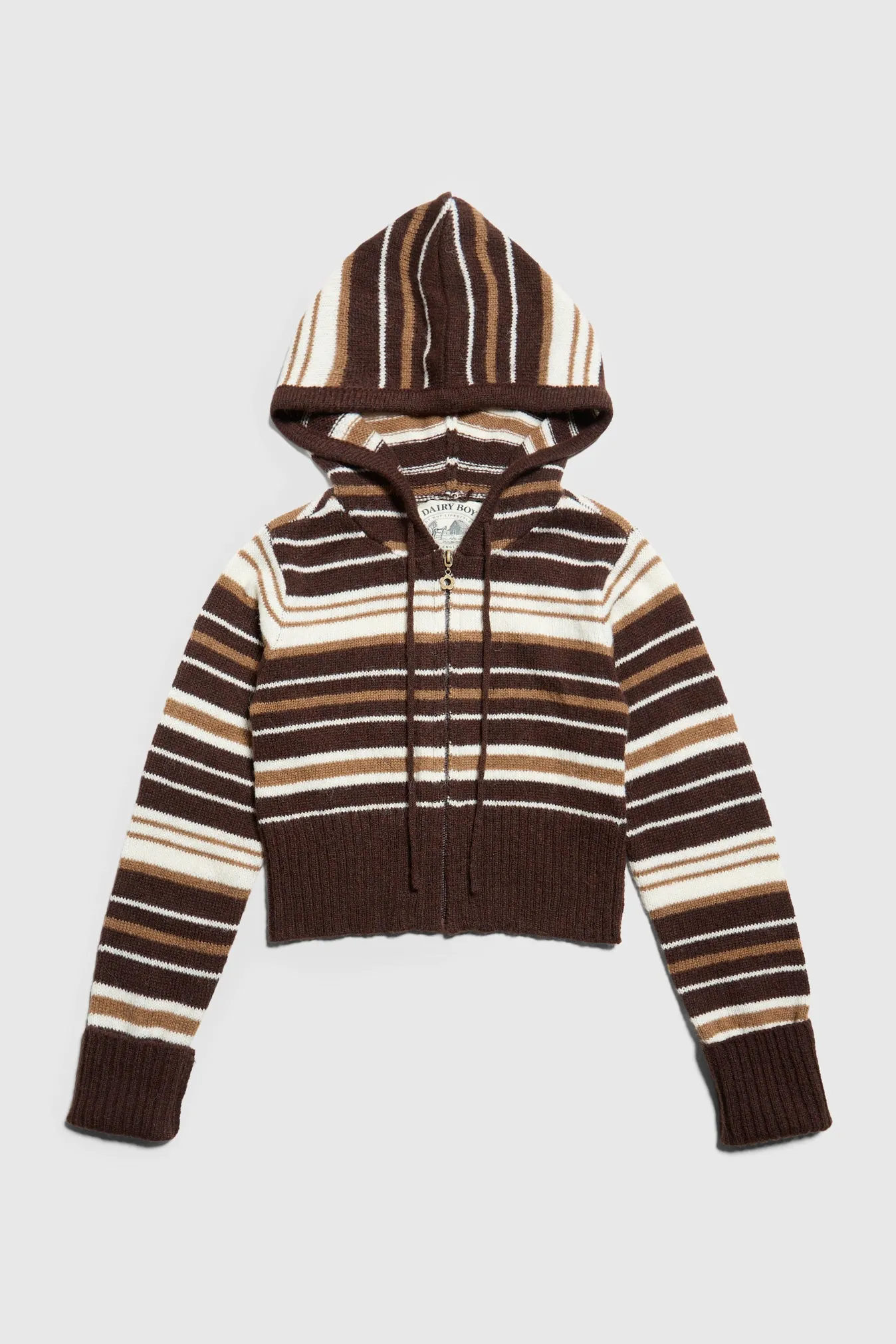 Surfside Striped Knit Zip Up - Sand Dune sold by Dairy Boy