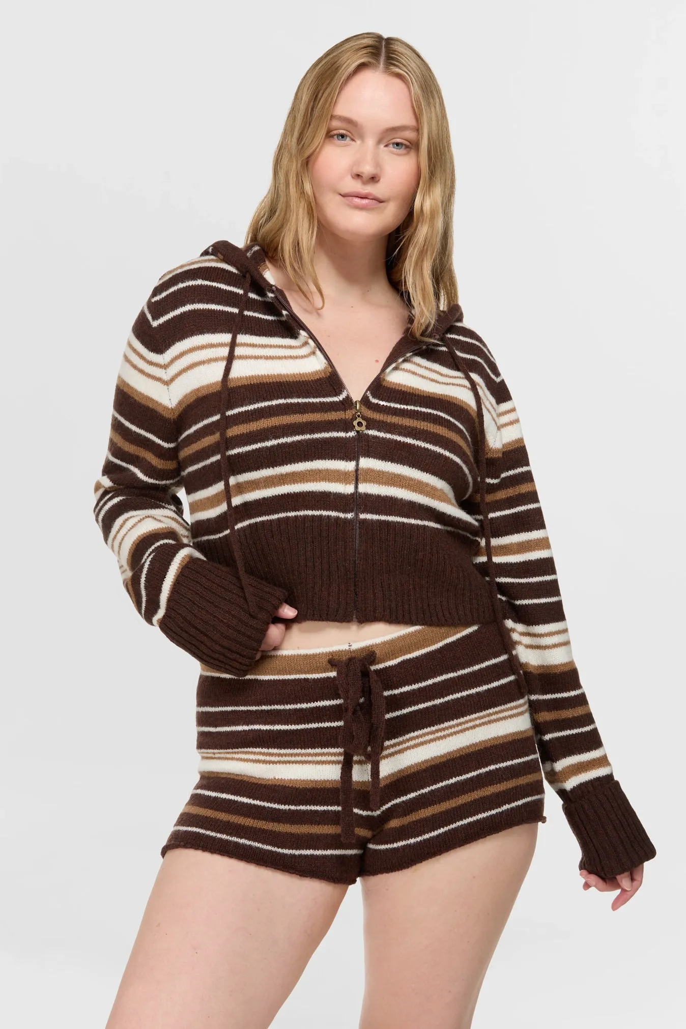 Surfside Striped Knit Zip Up - Sand Dune sold by Dairy Boy product image thumbnail 4