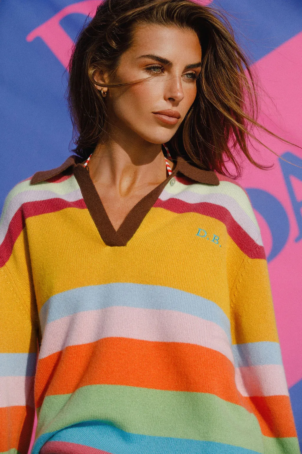 Cashmere Collared Sweater - Popsicle Stripe sold by Dairy Boy product image thumbnail 2