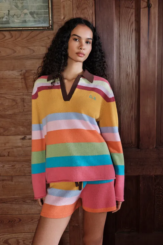 Cashmere Collared Sweater - Popsicle Stripe made by Dairy Boy