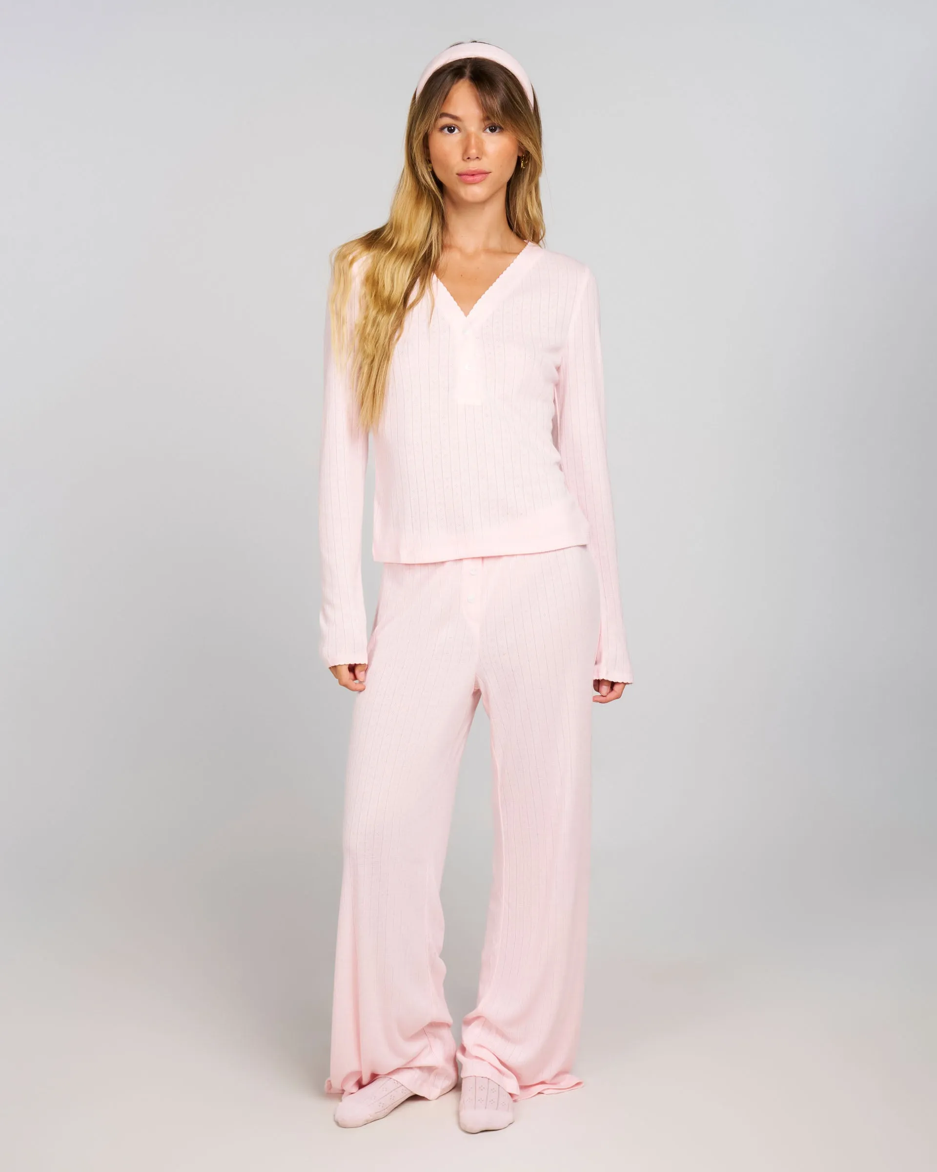 Pointelle Sleep Pants - Blush sold by Dairy Boy
