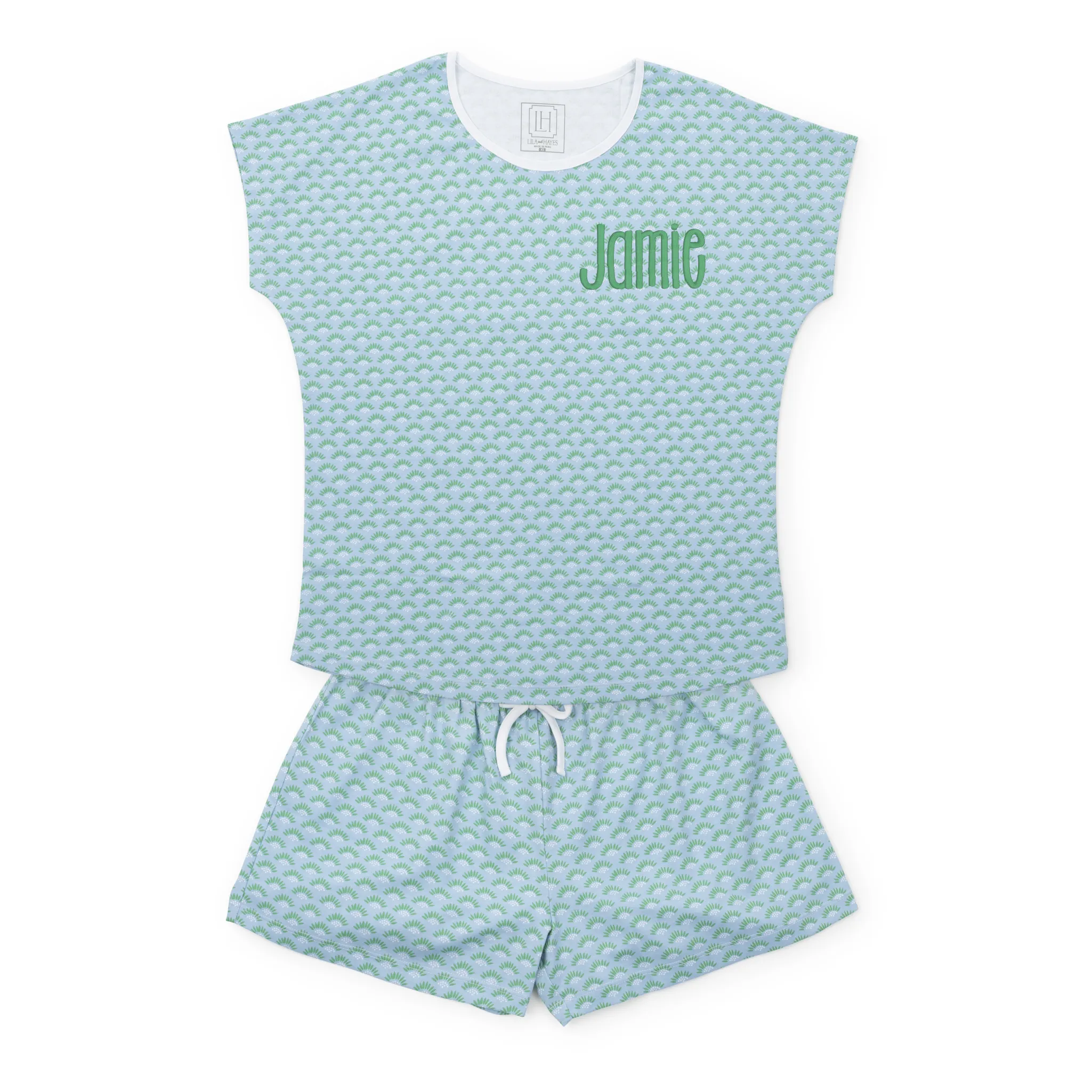 SALE Riley Women's Pima Cotton Pajama Short Set - Cool Blooms sold by Lila and Hayes product image thumbnail 3