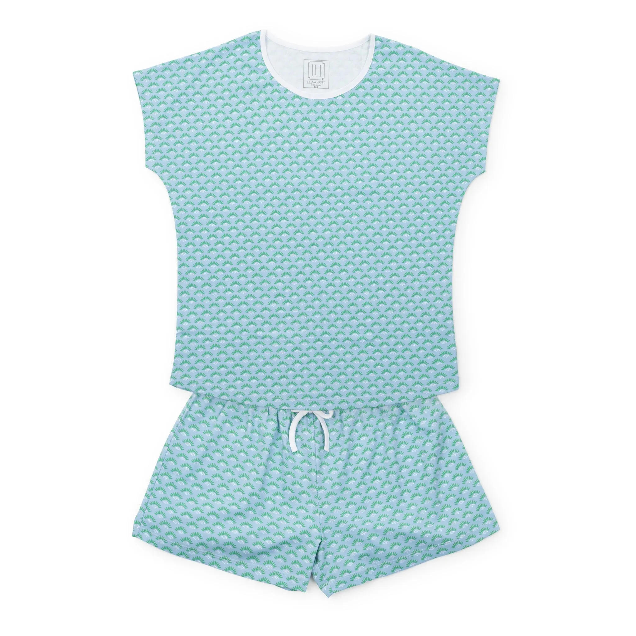 SALE Riley Women's Pima Cotton Pajama Short Set - Cool Blooms sold by Lila and Hayes