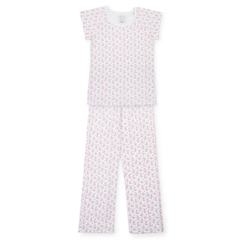 SALE Mamie Women's Pima Cotton Pajama Pant Set - Bunny Hop Pink sold by Lila and Hayes