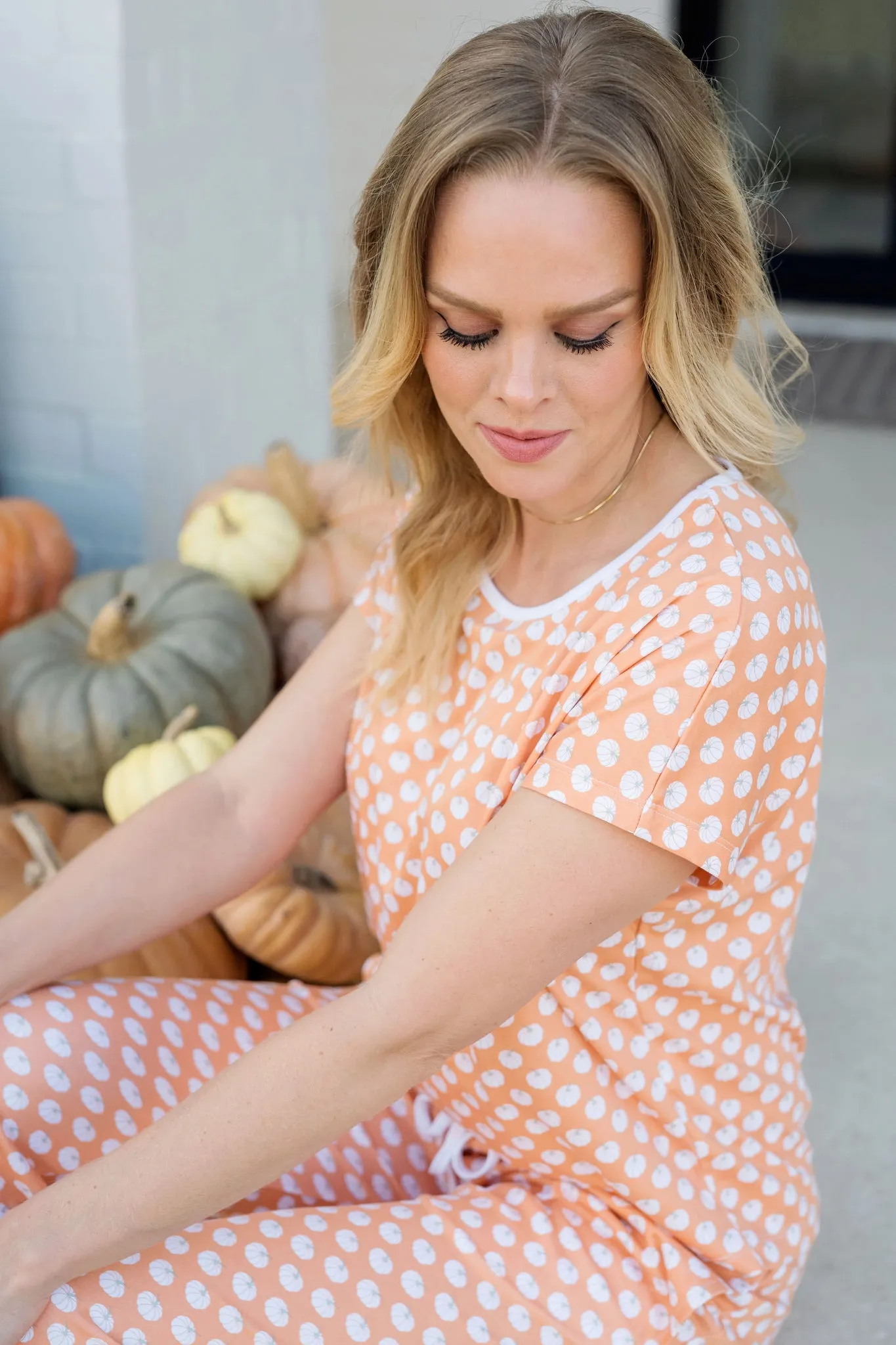 Marcia Women's Pima Cotton Pajama Pant Set - Fall Pumpkins sold by Lila and Hayes product image thumbnail 4