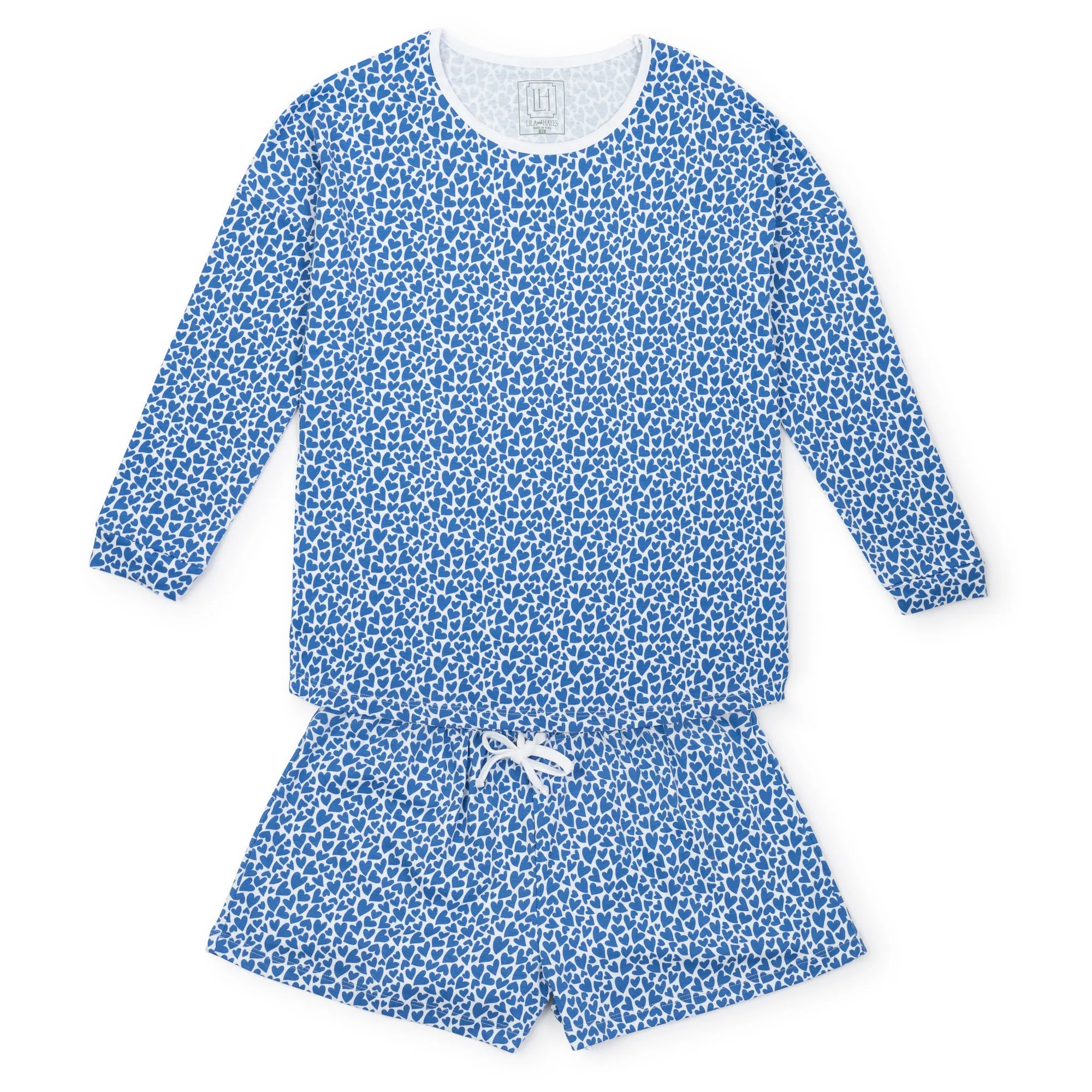 SALE Anna Women's Longsleeve Top Short Set - I Heart You Blue sold by Lila and Hayes