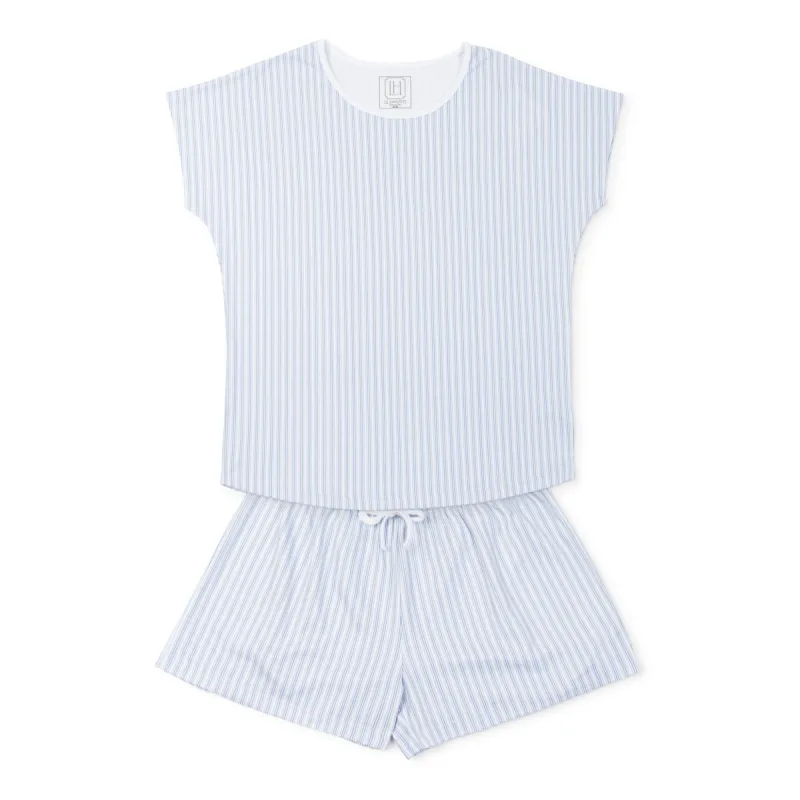 Riley Women's Pajama Short Set - Stripes in Blue sold by Lila and Hayes