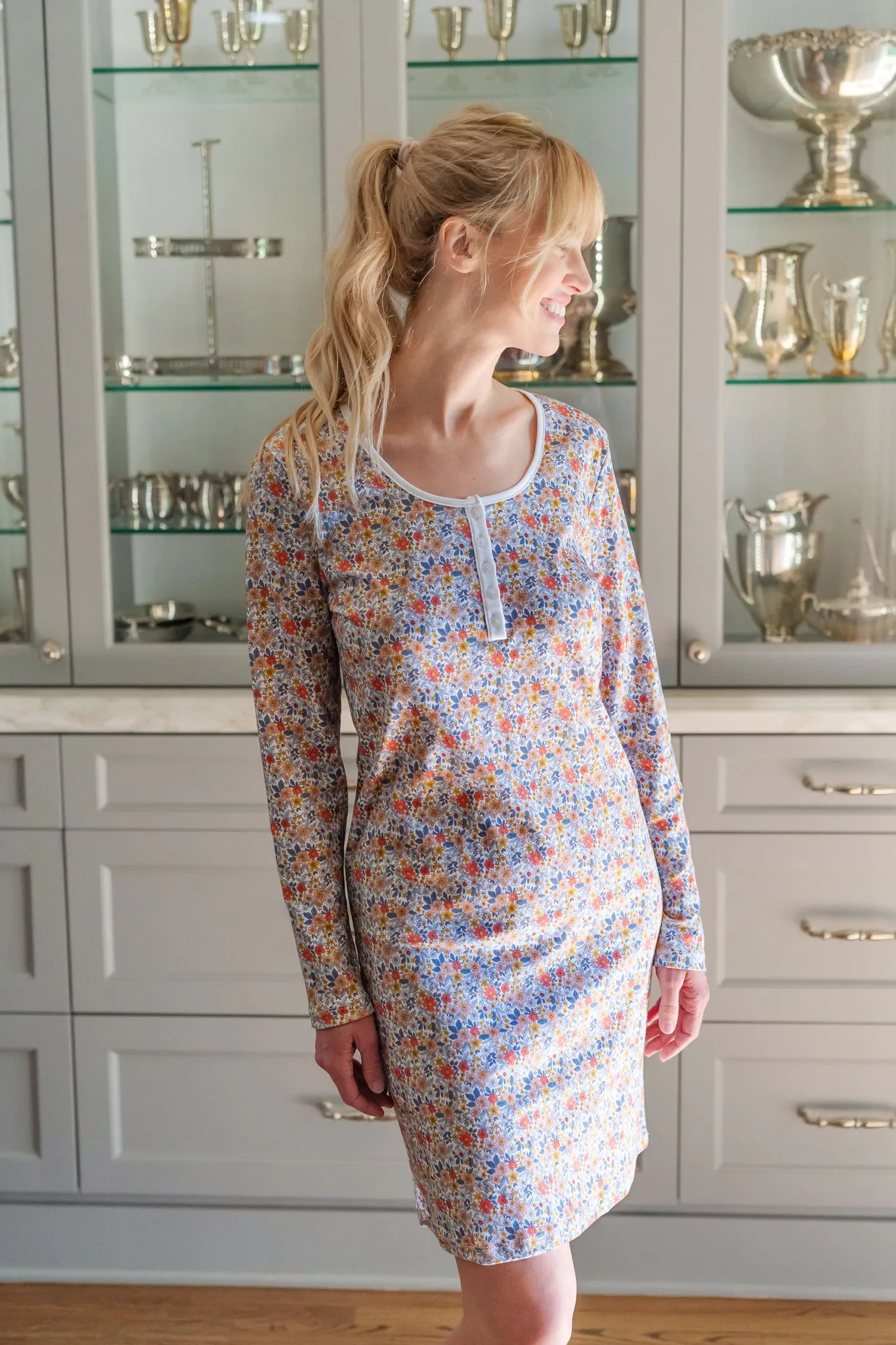 SALE Ann Women's Longsleeve Nightgown - Falling For Floral sold by Lila and Hayes product image thumbnail 3