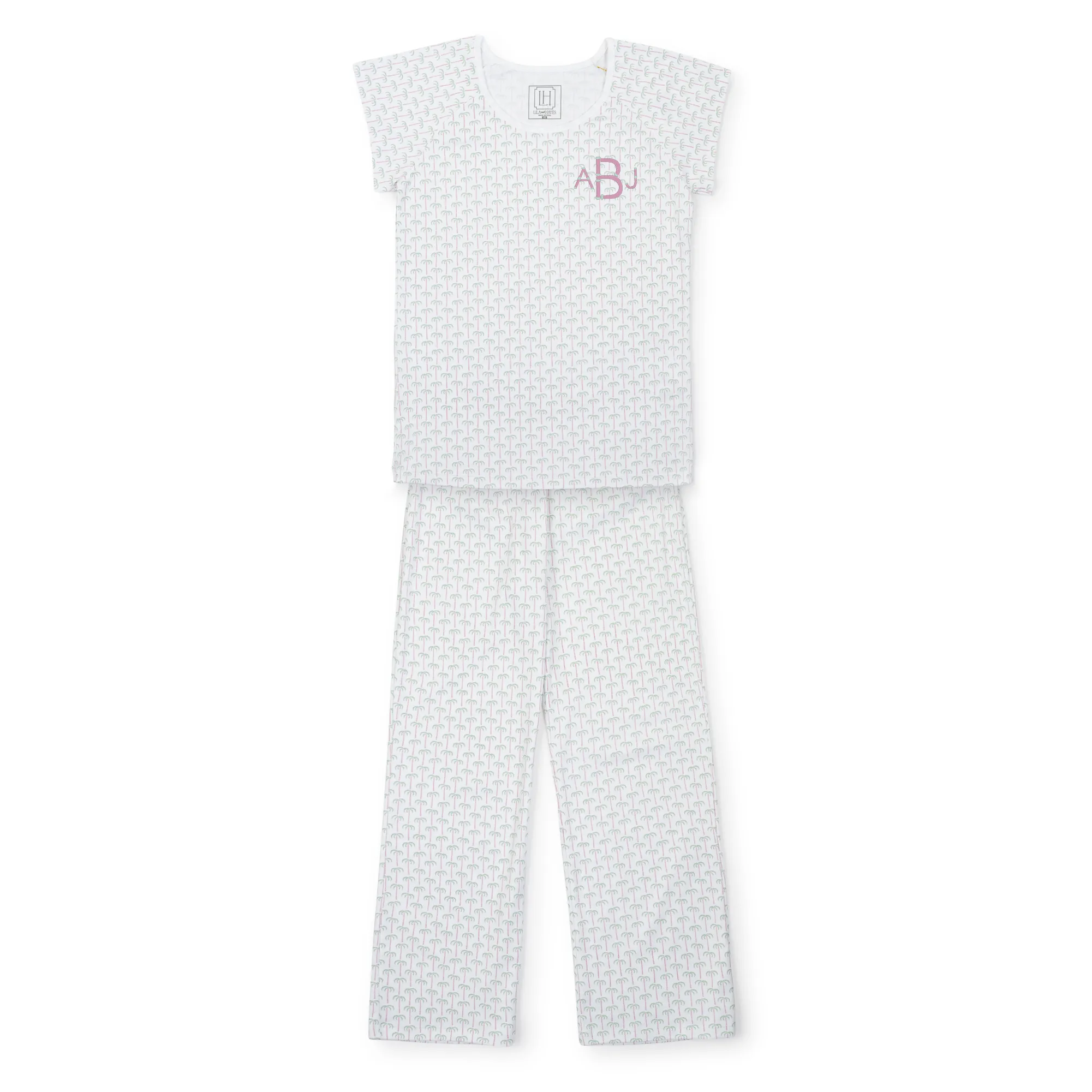 SALE Mamie Women's Pima Cotton Pajama Pant Set - Pacific Palms Pink sold by Lila and Hayes product image thumbnail 3