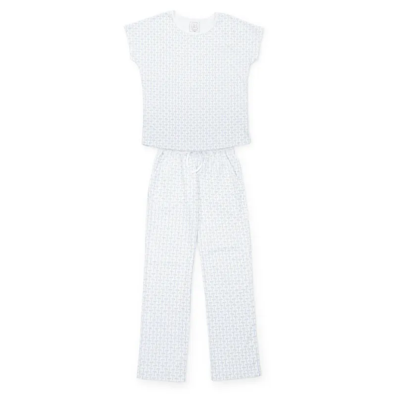 SALE Marcia Women's Pima Cotton Pajama Pant Set - Pacific Palms Blue sold by Lila and Hayes