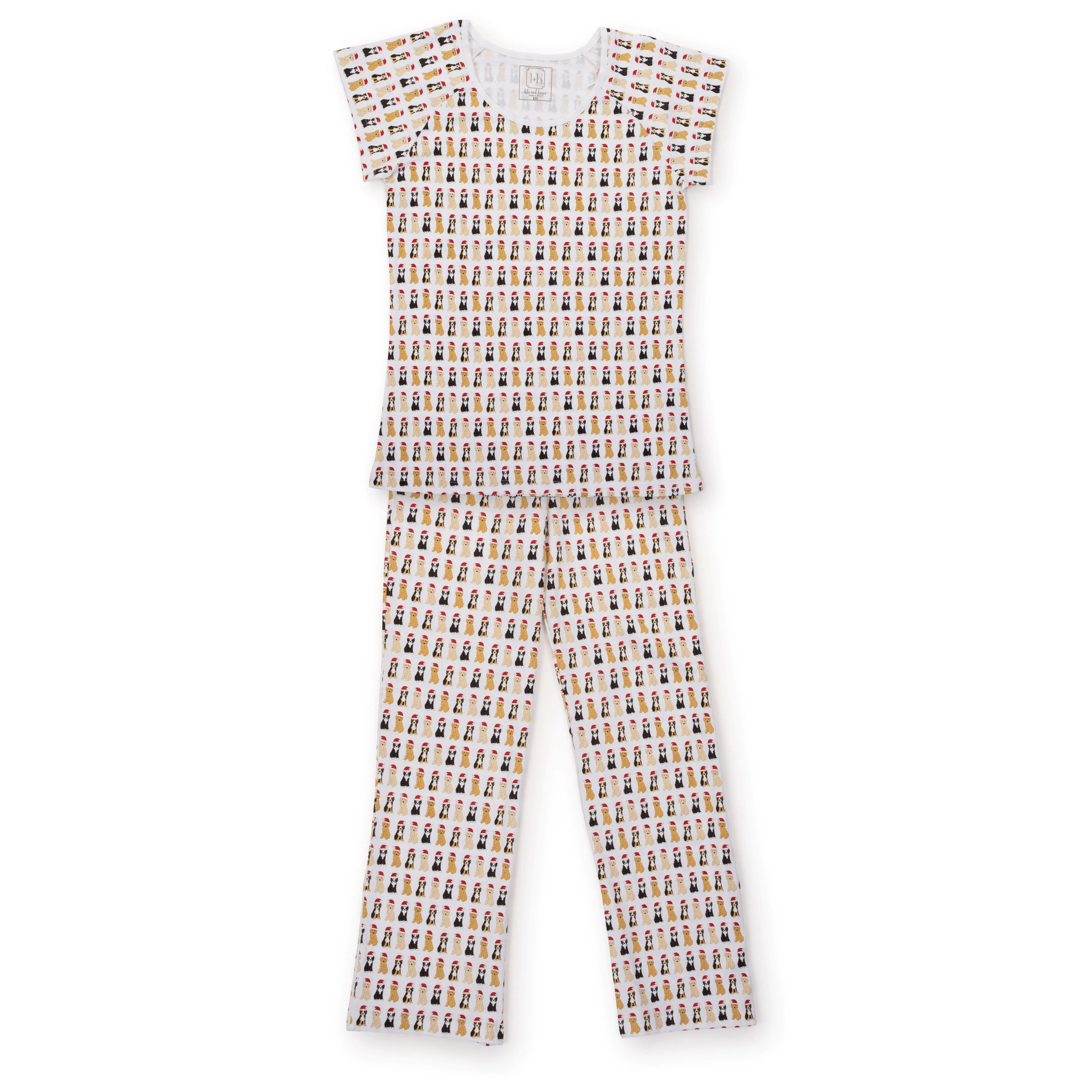 SALE Mamie Women's Pima Cotton Pajama Pant Set - Christmas Pups sold by Lila and Hayes
