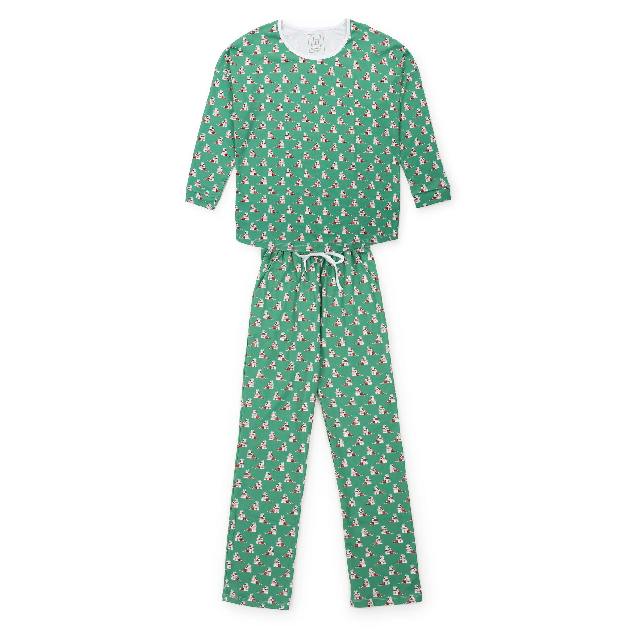 Audrey Women's Longsleeve Top Pant Set - Santa's Helpers sold by Lila and Hayes