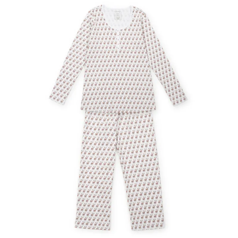 Calli Women's Longsleeve Pajama Pant Set - Festive Deer sold by Lila and Hayes