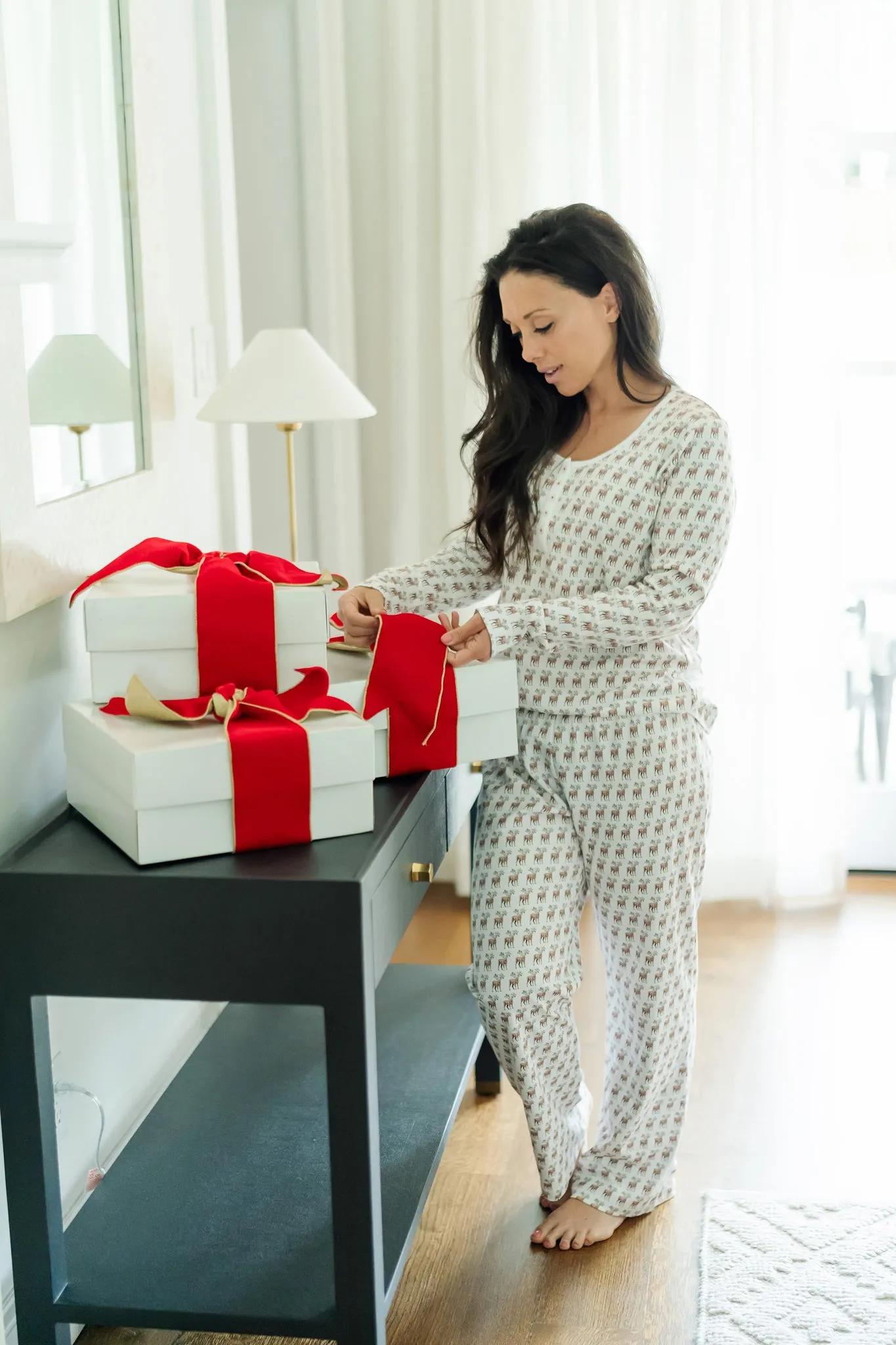 Calli Women's Longsleeve Pajama Pant Set - Festive Deer sold by Lila and Hayes product image thumbnail 3
