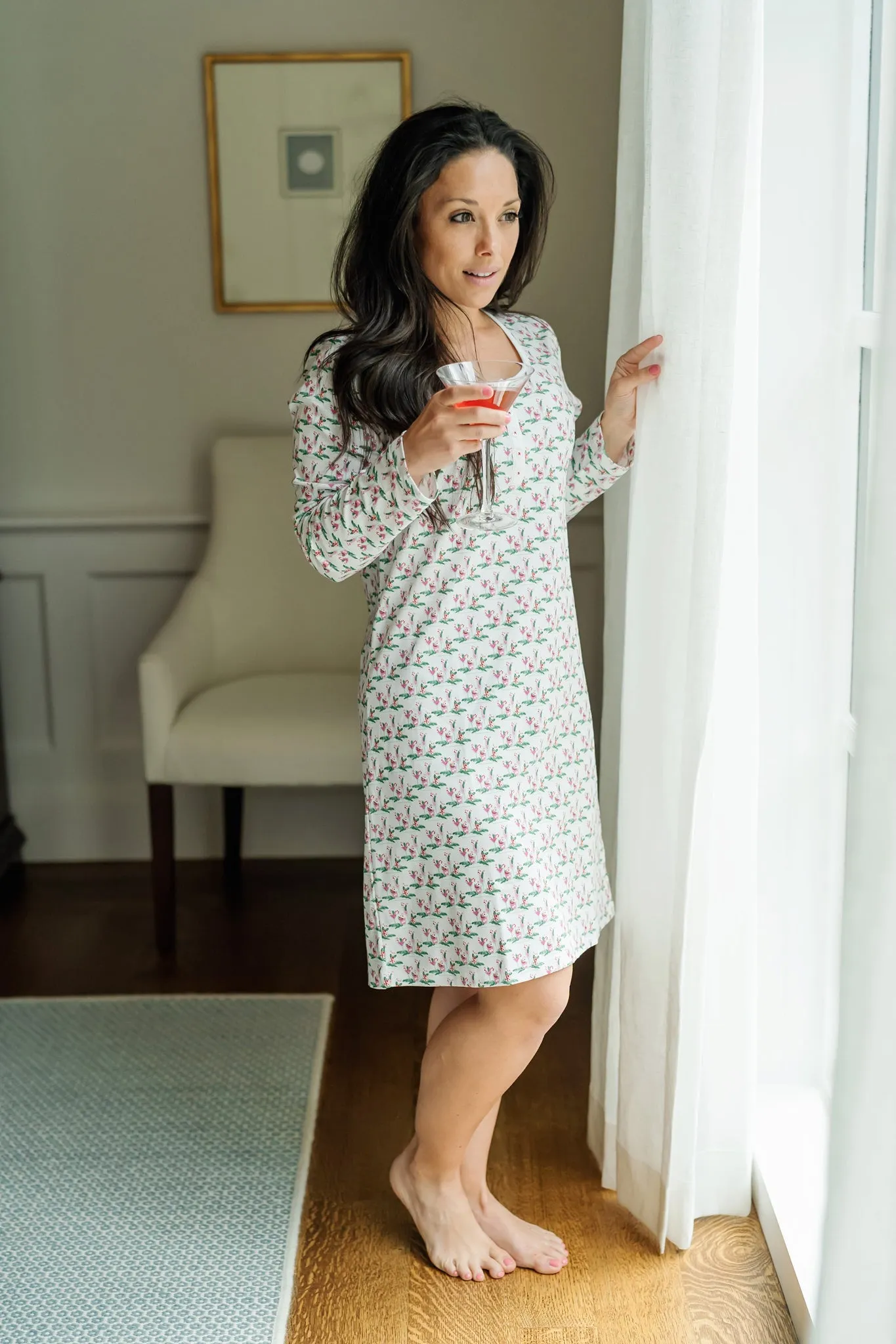 Ann Women's Longsleeve Nightgown - Merry Little Cocktails sold by Lila and Hayes product image thumbnail 3