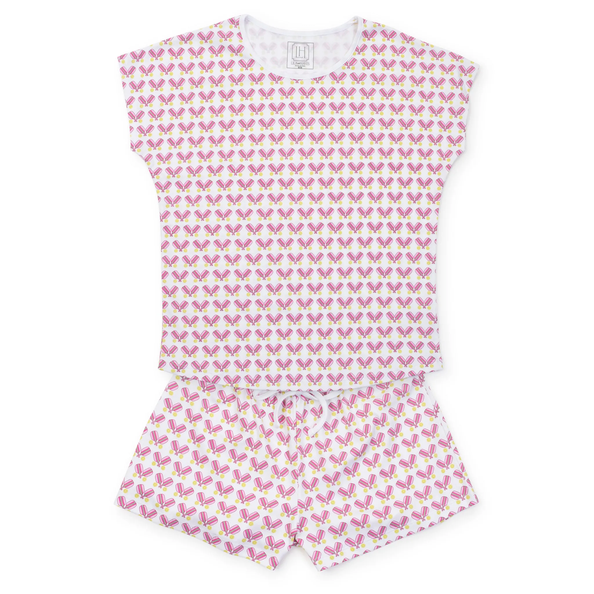 Riley Women's Pajama Short Set Pickleball Pink sold by Lila and Hayes