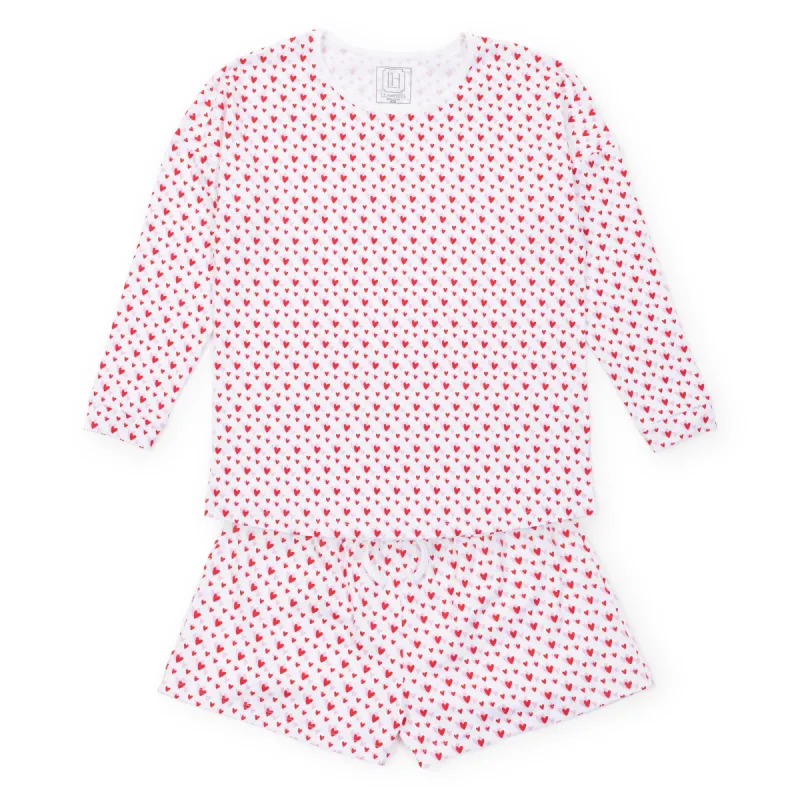 Anna Women's Longsleeve Top Short Set - Heart to Heart Pink sold by Lila and Hayes