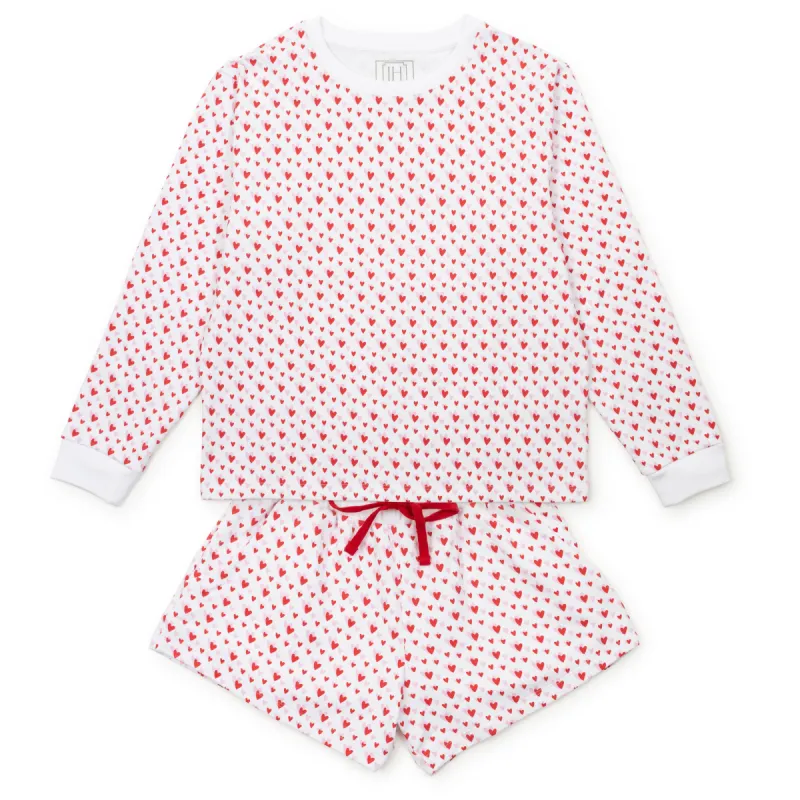 Janann Women's Sweatshirt Short Set Heart to Heart Pink sold by Lila and Hayes