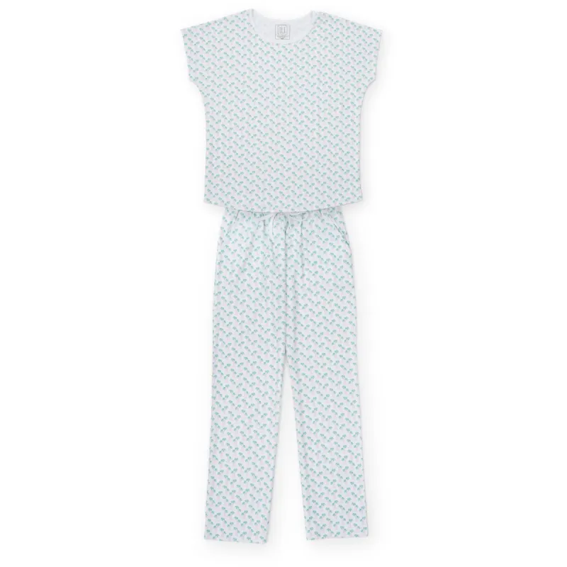 Marcia Women's Pajama Pant Set - Palm Tree Isle Pink sold by Lila and Hayes