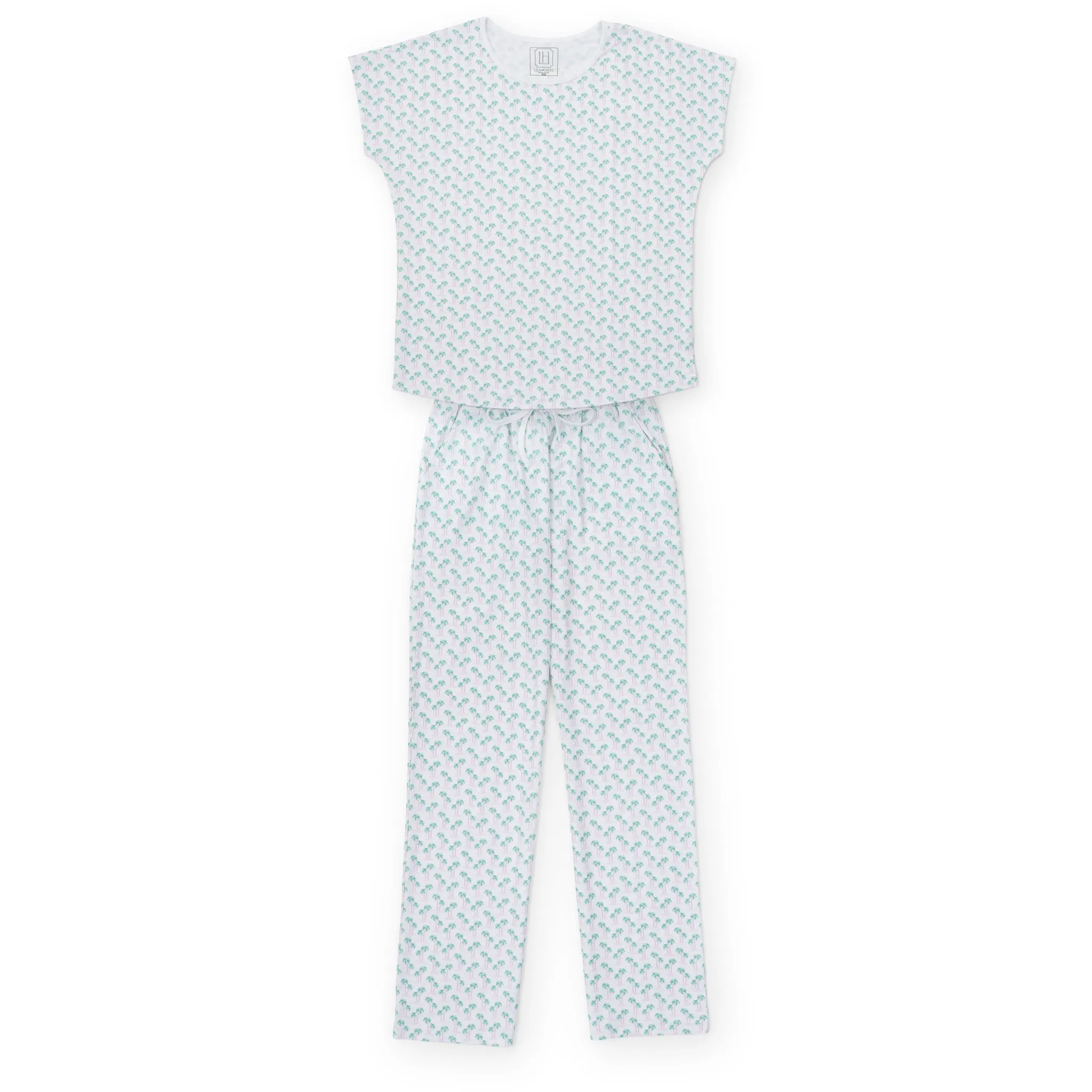 Marcia Women's Pajama Pant Set Palm Tree Isle Pink sold by Lila and Hayes