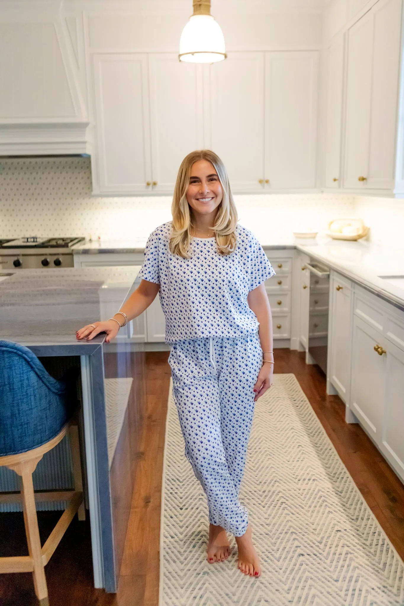 Melanie Women's Pajama Jogger Pant Set - Heart to Heart Blue sold by Lila and Hayes product image thumbnail 3