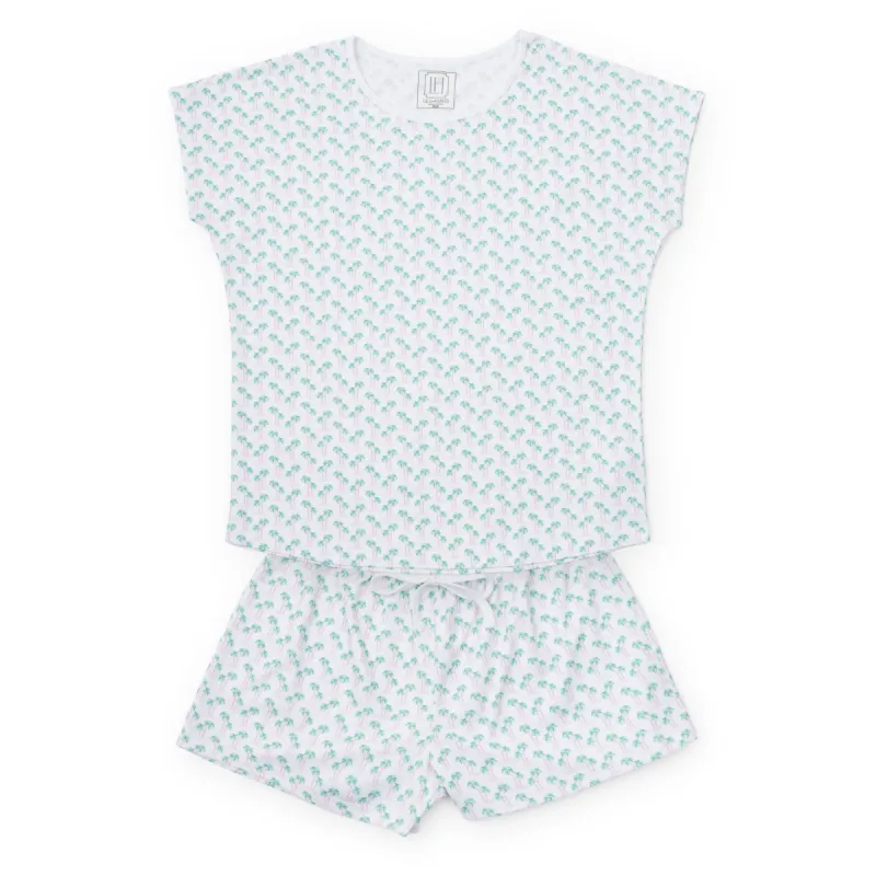 Riley Women's Pajama Short Set - Palm Tree Isle Pink sold by Lila and Hayes