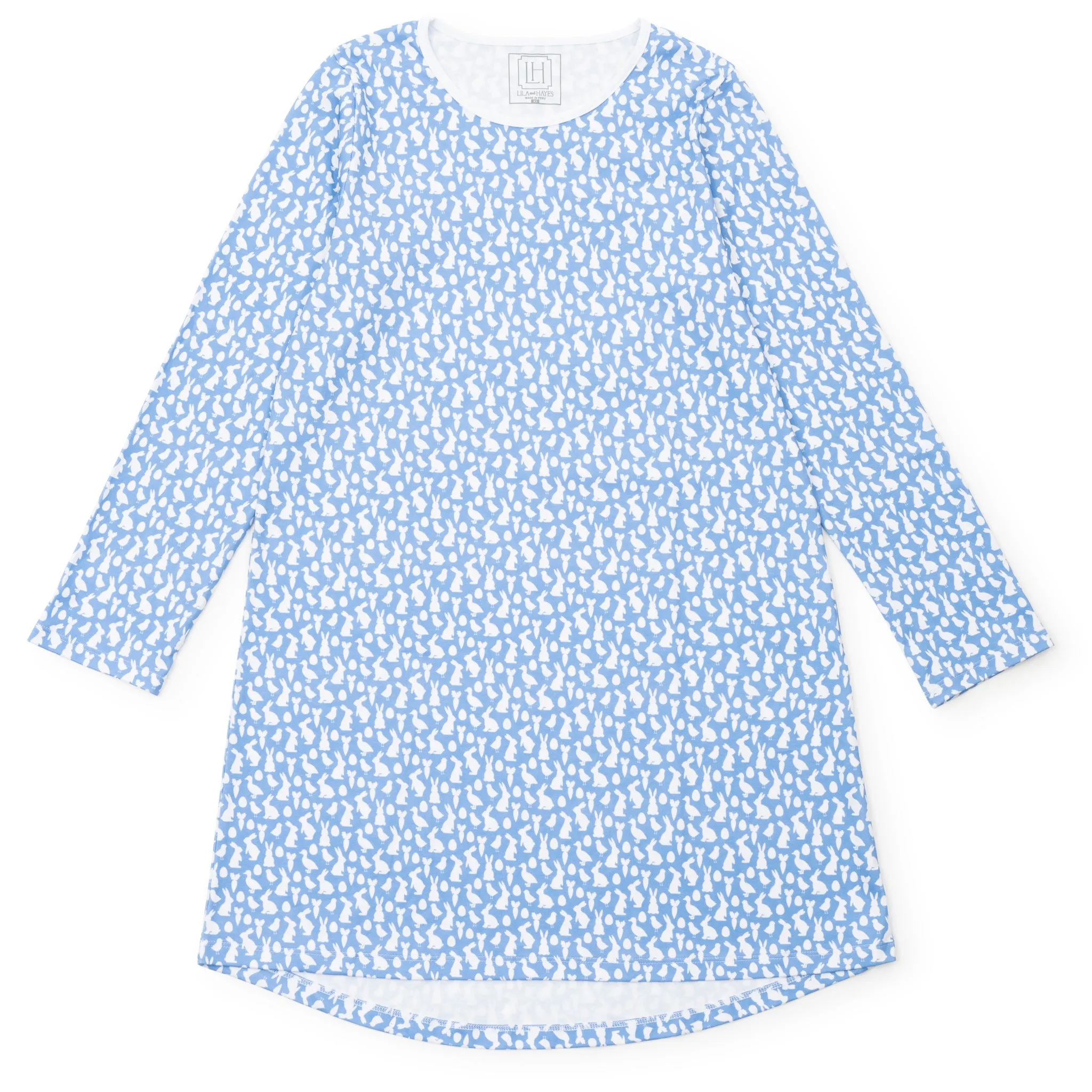 Ann Women's Longsleeve Nightgown - Easter Time Blue sold by Lila and Hayes