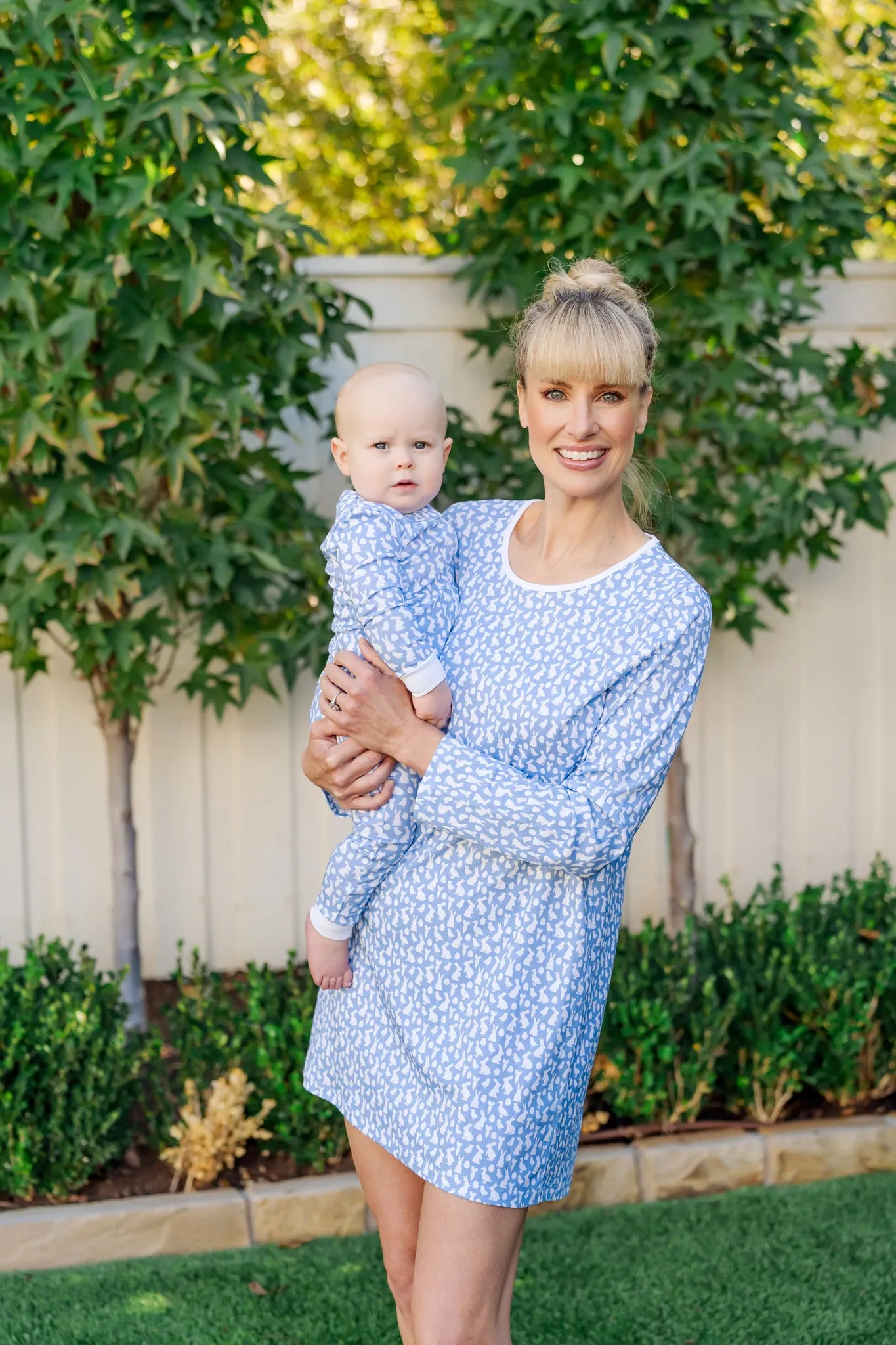 Ann Women's Longsleeve Nightgown - Easter Time Blue sold by Lila and Hayes product image thumbnail 3