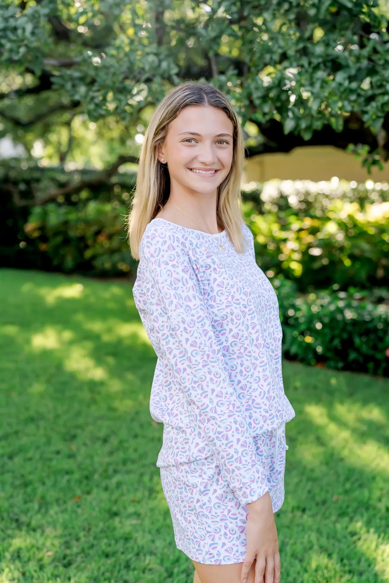 Anna Women's Longsleeve Top Short Set - Seashells on the Seashore sold by Lila and Hayes product image thumbnail 3