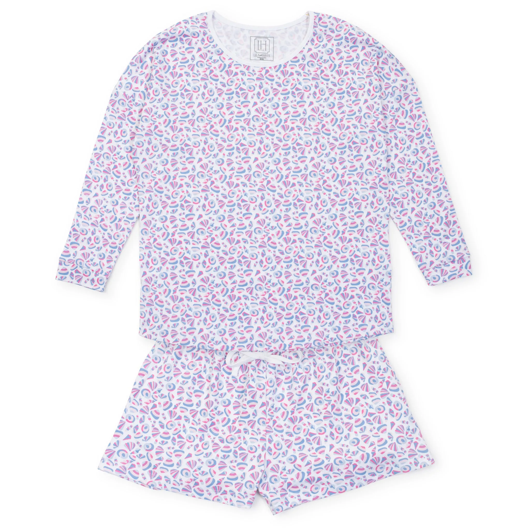Anna Women's Longsleeve Top Short Set - Seashells on the Seashore sold by Lila and Hayes