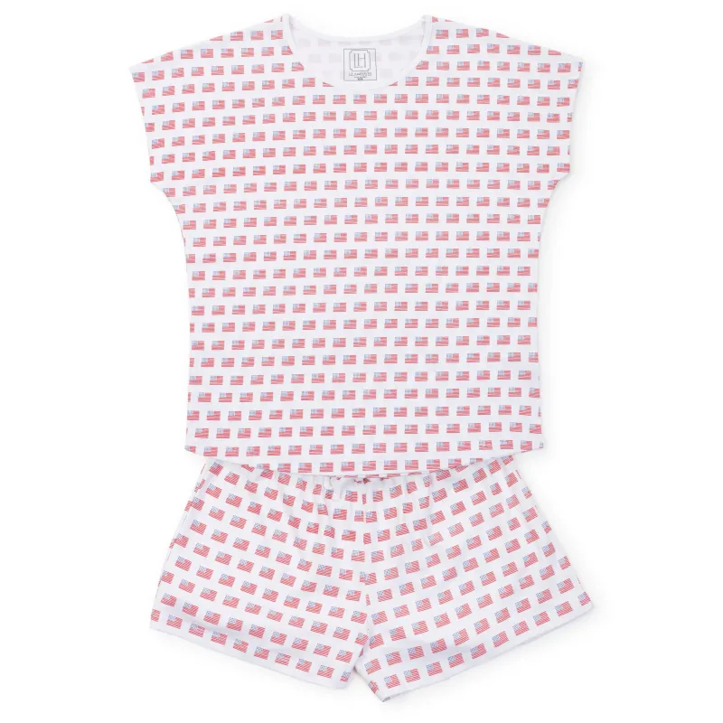 Riley Women's Pajama Short Set - American Flag sold by Lila and Hayes