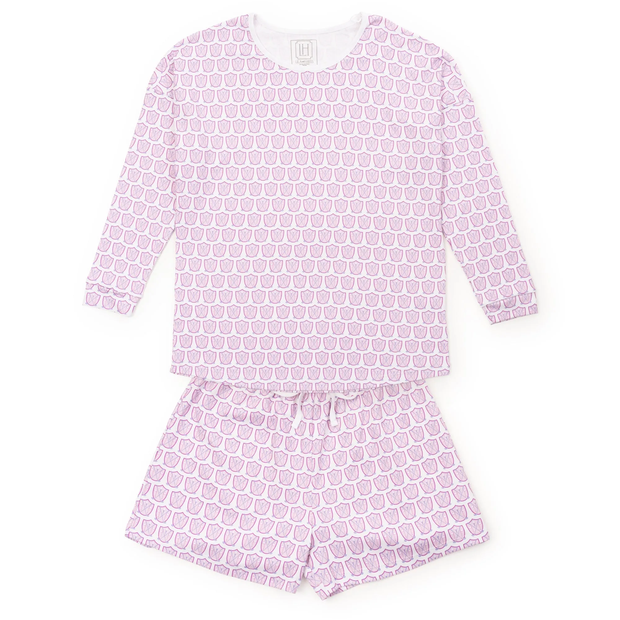 Anna Women's Longsleeve Short Set - Golf Crest Pink sold by Lila and Hayes