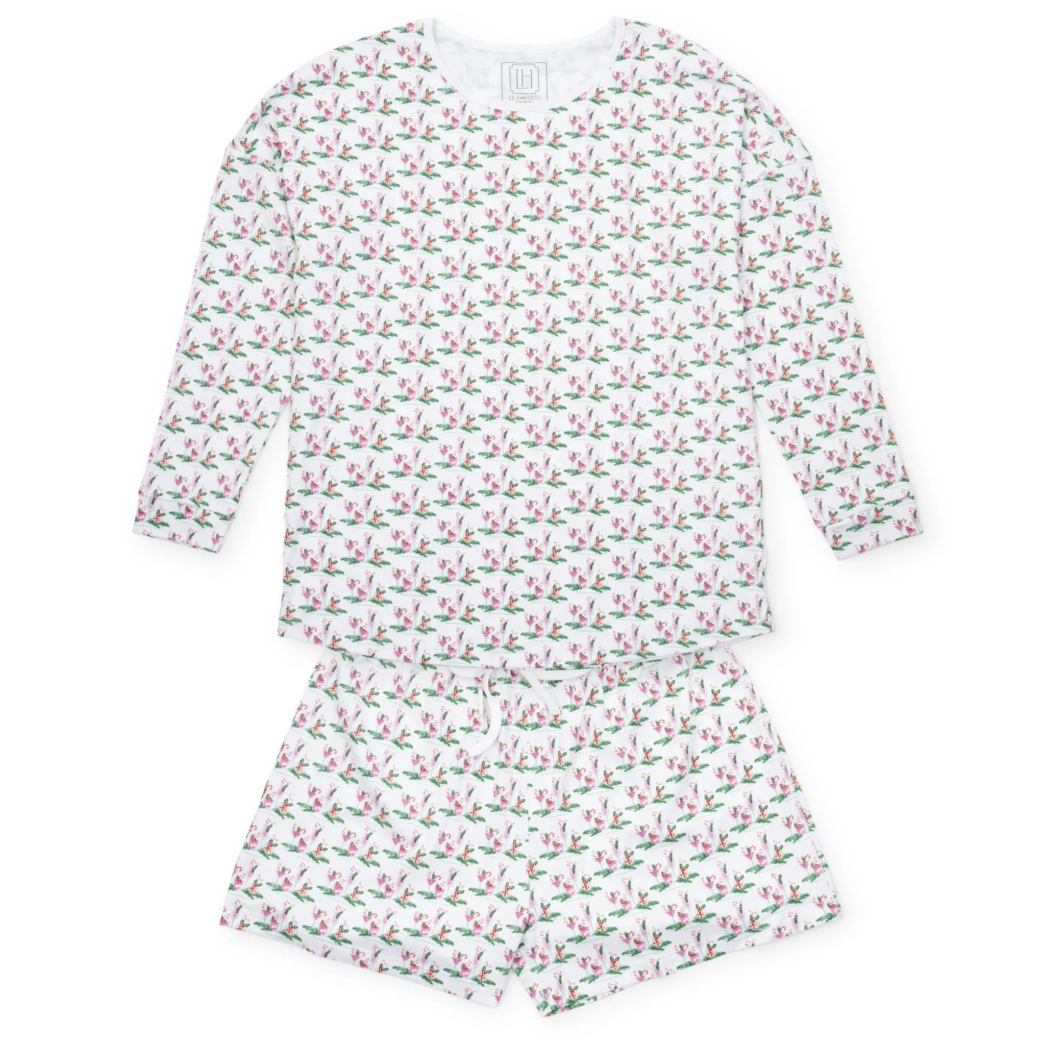 Anna Women's Longsleeve Short Set - Merry Little Cocktails sold by Lila and Hayes