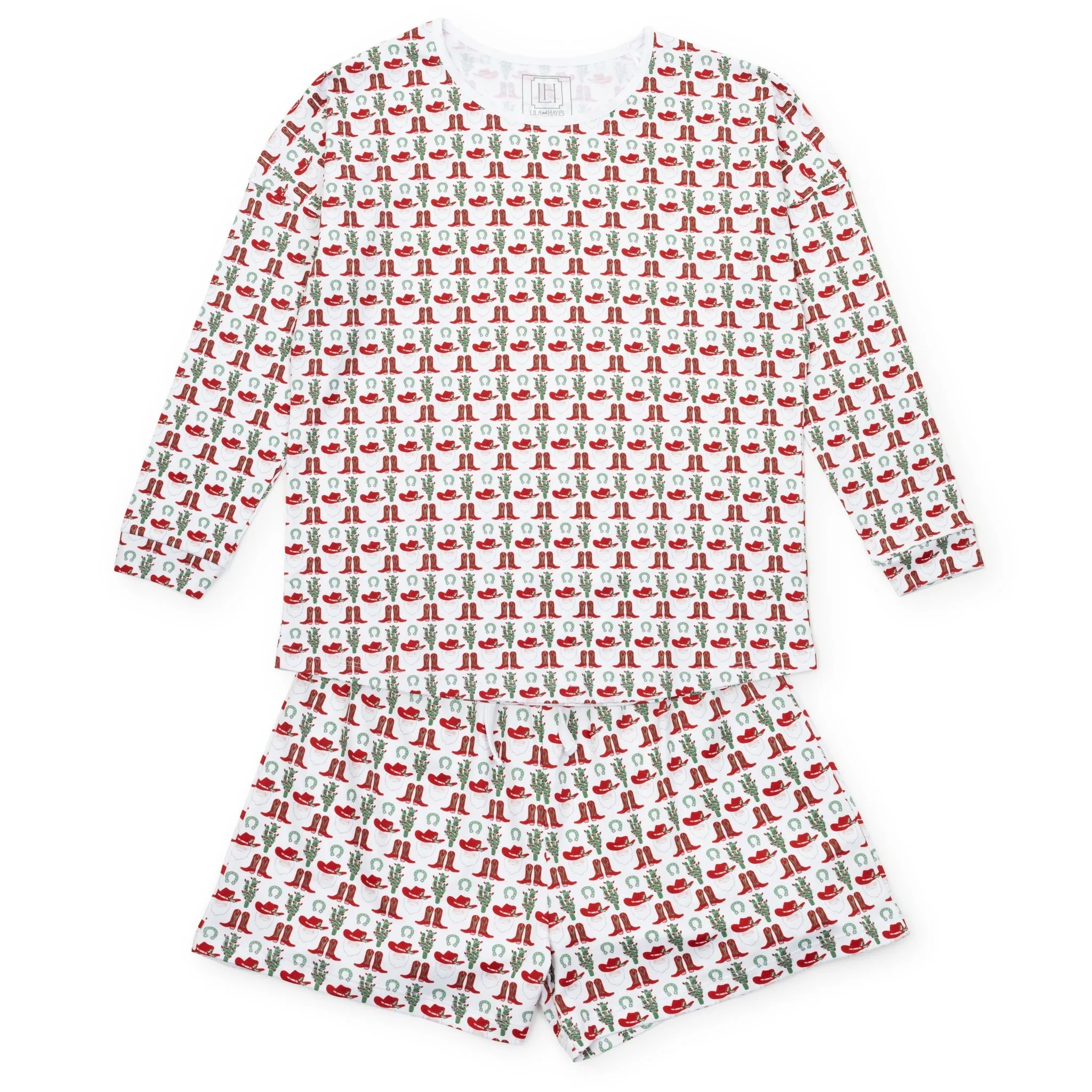 Anna Women's Longsleeve Short Set - Cowboy Christmas sold by Lila and Hayes