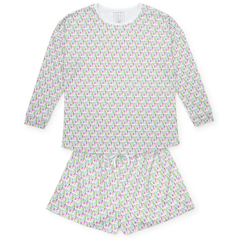 Anna Women's Longsleeve Short Set - Mod Holiday Pink sold by Lila and Hayes