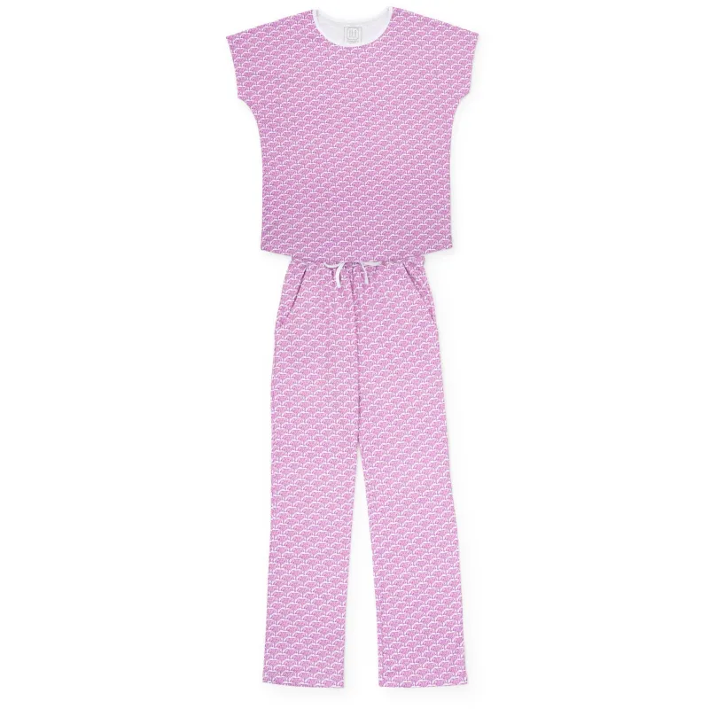 Marcia Women's Pima Cotton Pajama Pant Set African Elephants Pink sold by Lila and Hayes