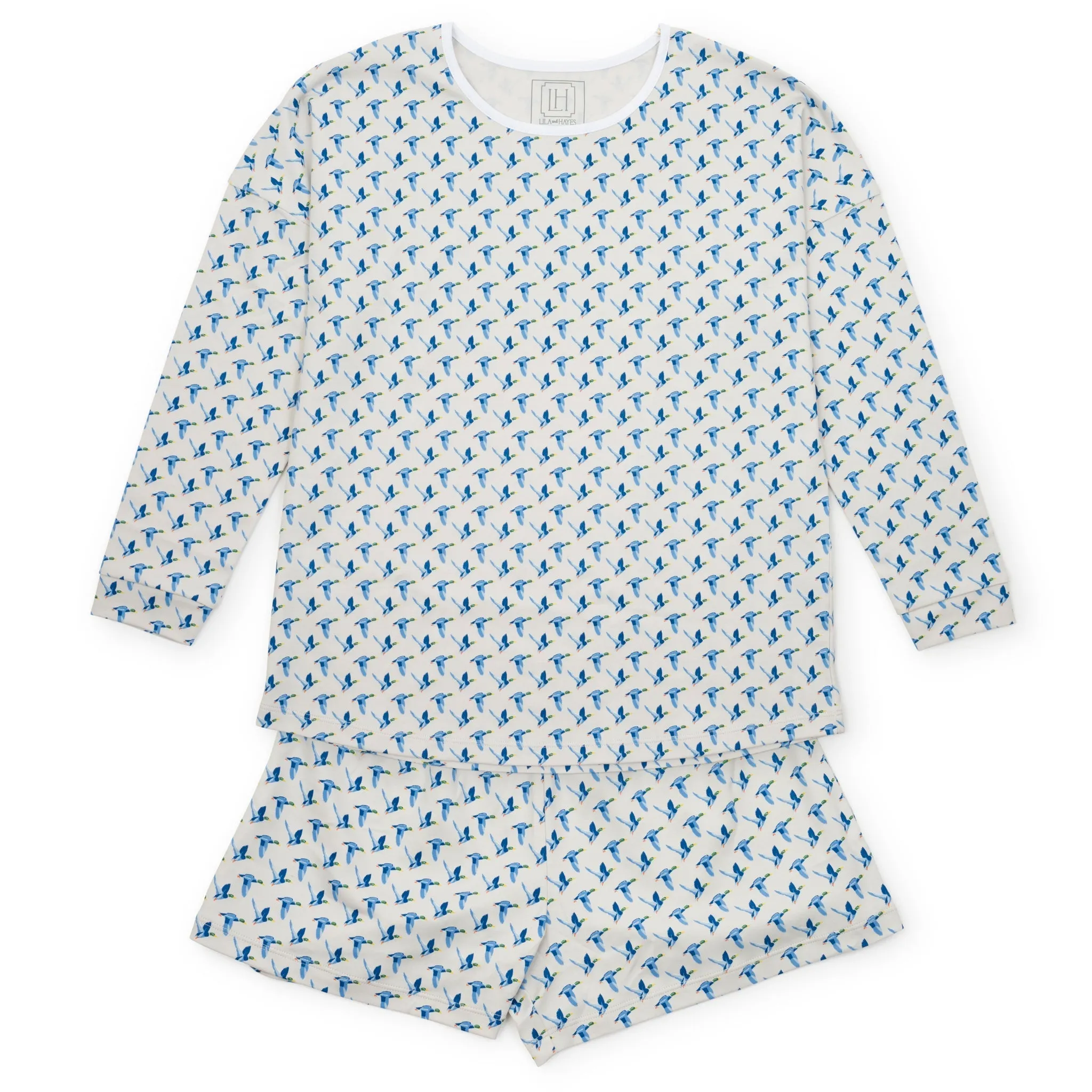 Anna Women's Longsleeve Top Short Set - Mallard Ducks sold by Lila and Hayes
