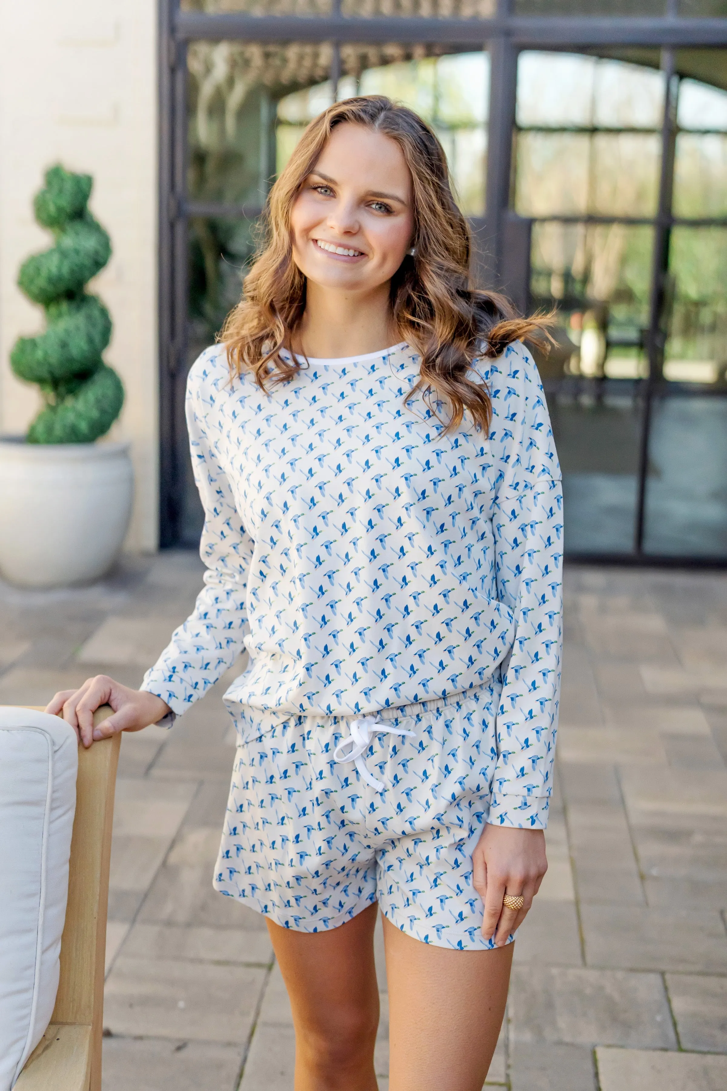 Anna Women's Longsleeve Top Short Set - Mallard Ducks sold by Lila and Hayes product image thumbnail 3