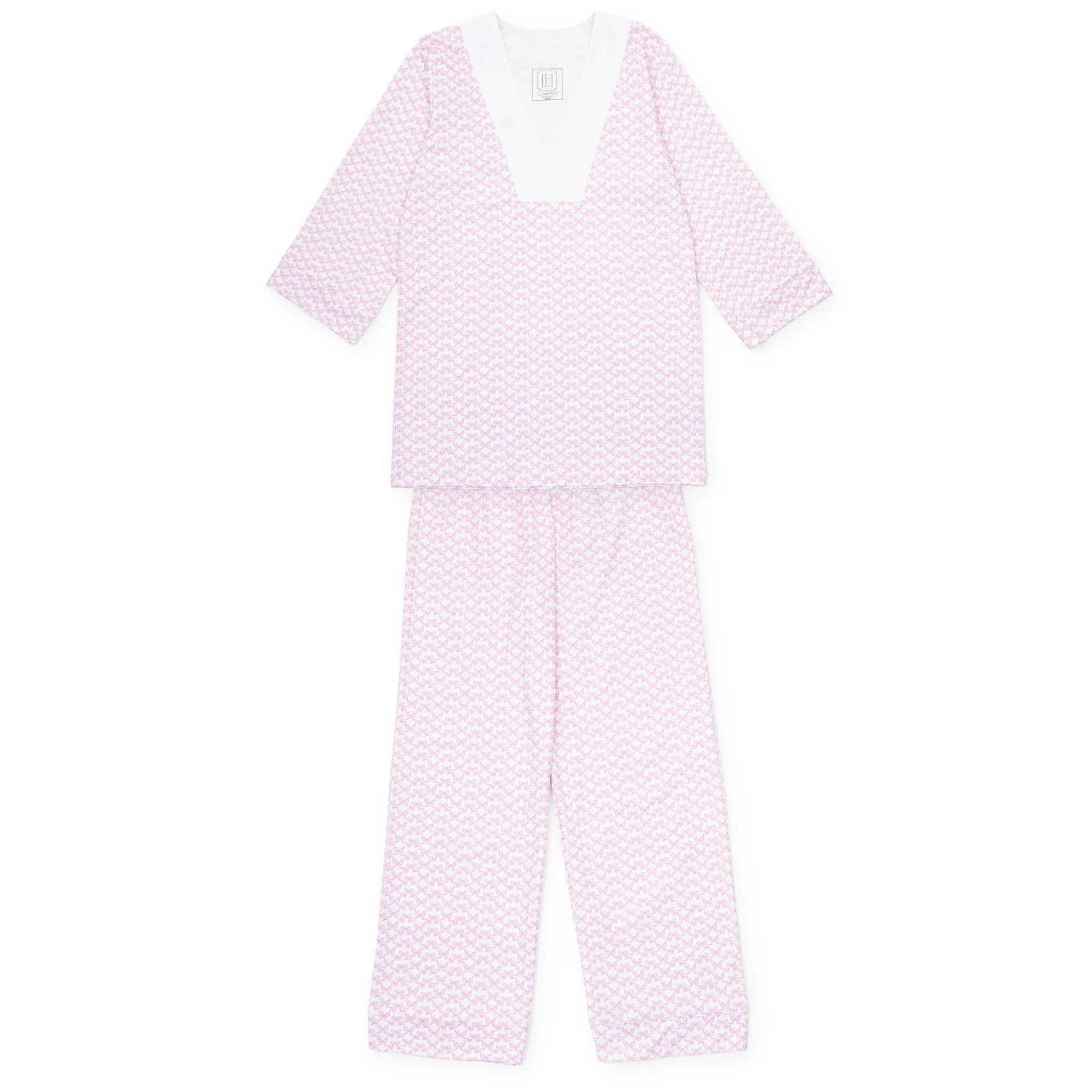 Julia Women's Pajama Pant Set Pretty Pink Bows sold by Lila and Hayes