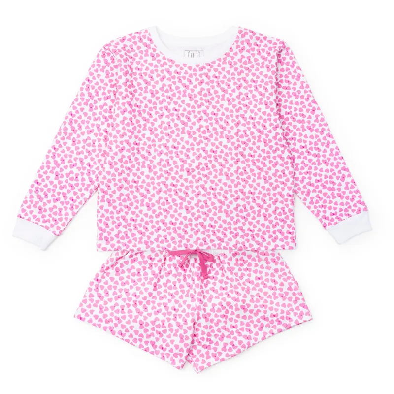 Janann Women's Sweatshirt Short Set - Confetti Hearts Pink sold by Lila and Hayes