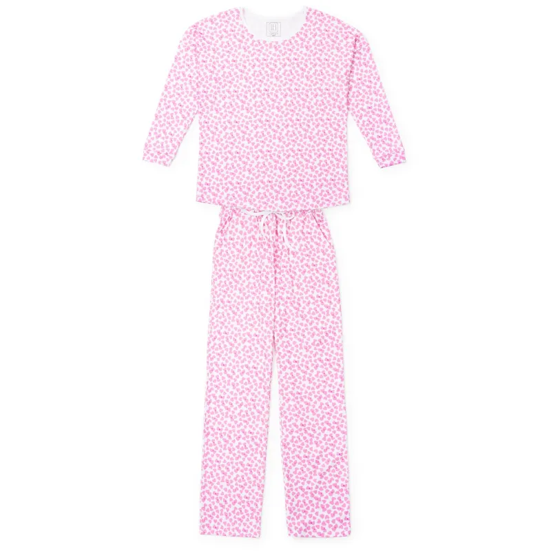 Audrey Women's Longsleeve Top Pant Set - Confetti Hearts Pink sold by Lila and Hayes