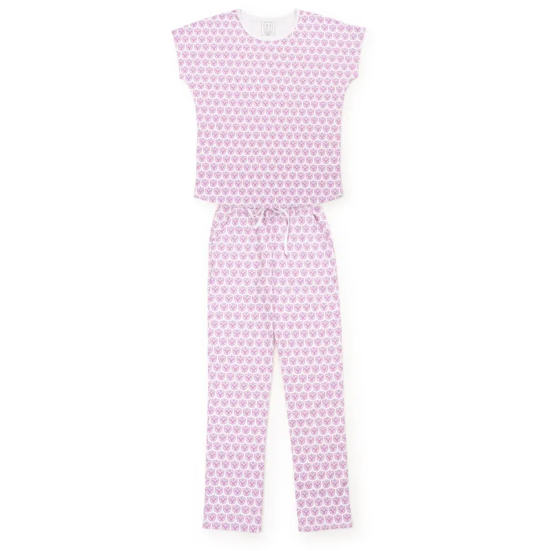 Marcia Women's Pajama Pant Set Pickleball Crest Pink sold by Lila and Hayes