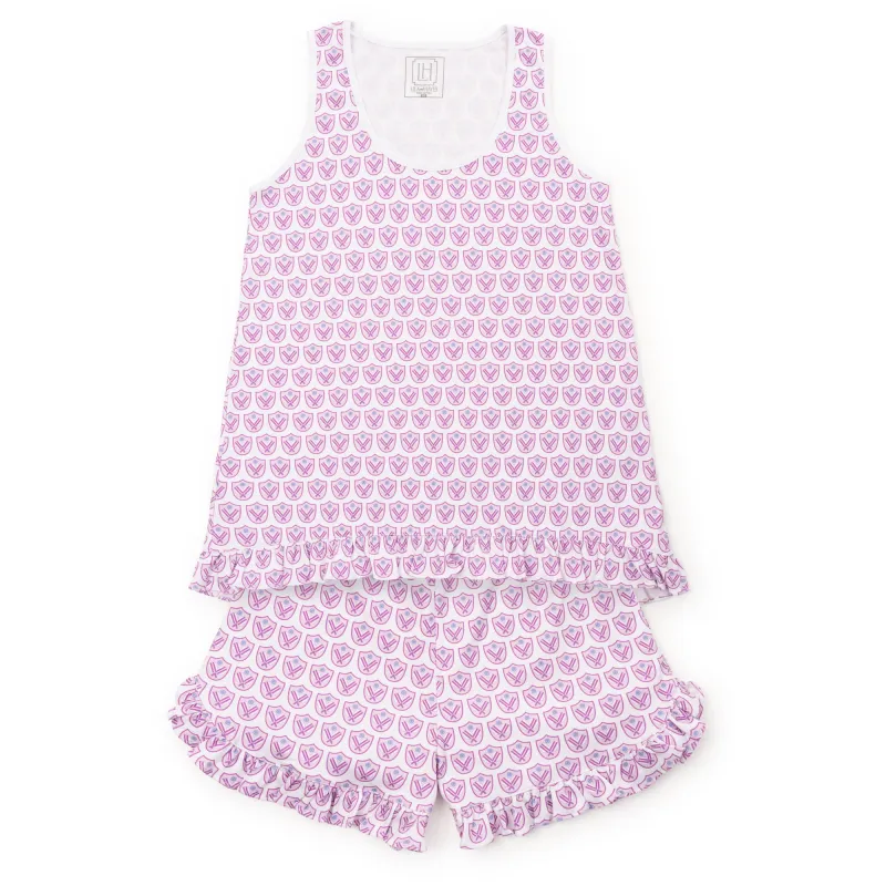 Mallory Women's Pajama Short Set Pickleball Crest Pink sold by Lila and Hayes