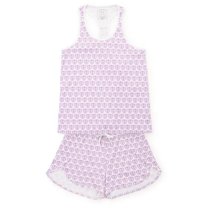 Alyssa Women's Pajama Short Set - Tennis Crest Pink sold by Lila and Hayes