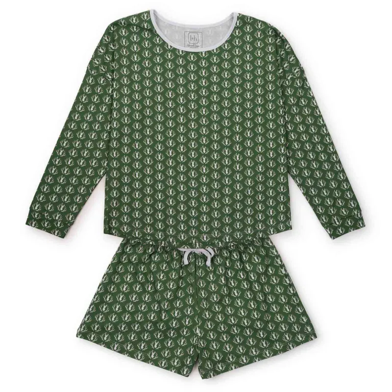 SALE Anna Women's Longsleeve Top Short Set - Deer & Antlers sold by Lila and Hayes