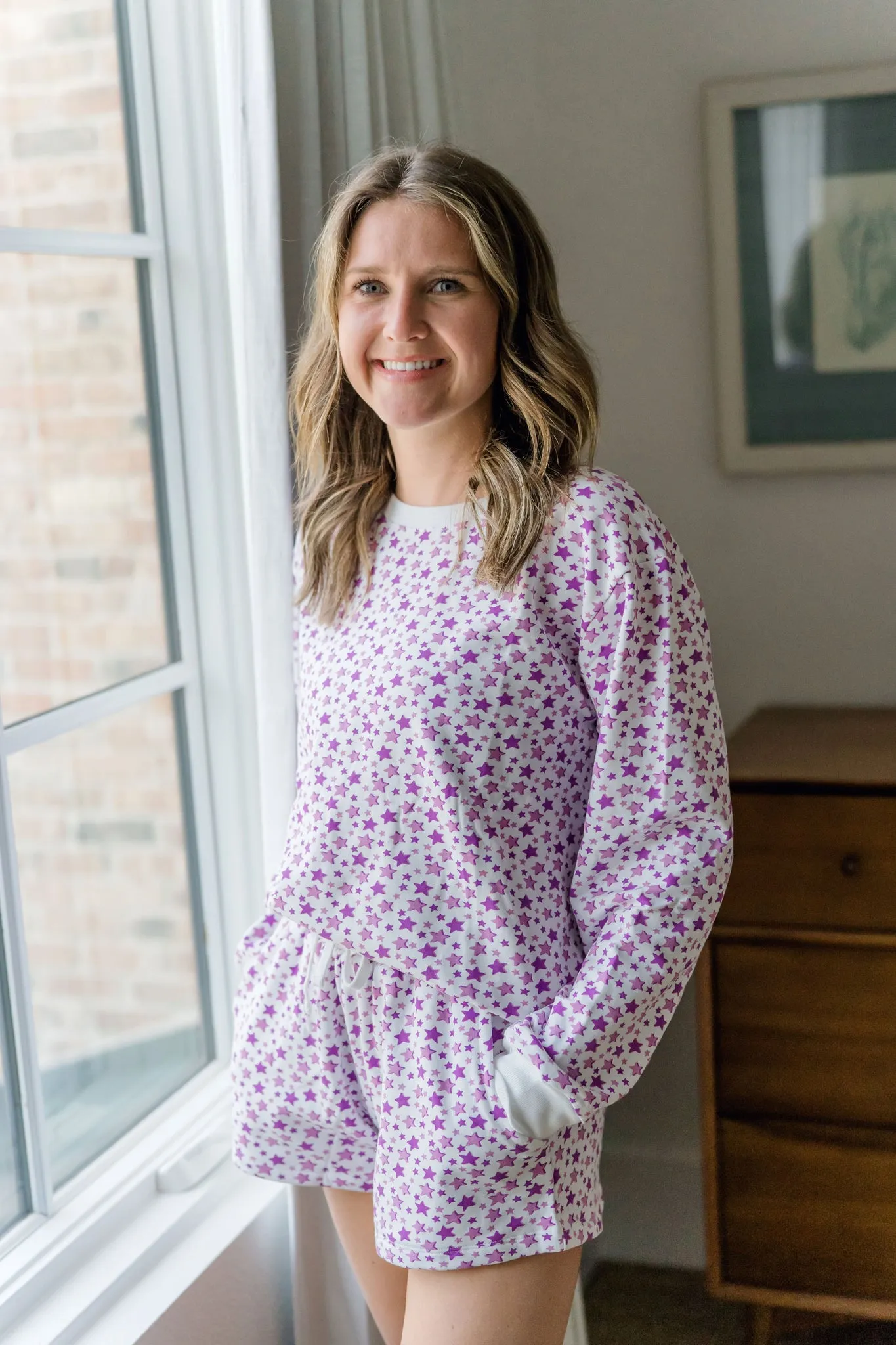 SALE Janann Women's Pima Cotton Sweatshirt Short Set - Rock Stars sold by Lila and Hayes product image thumbnail 3