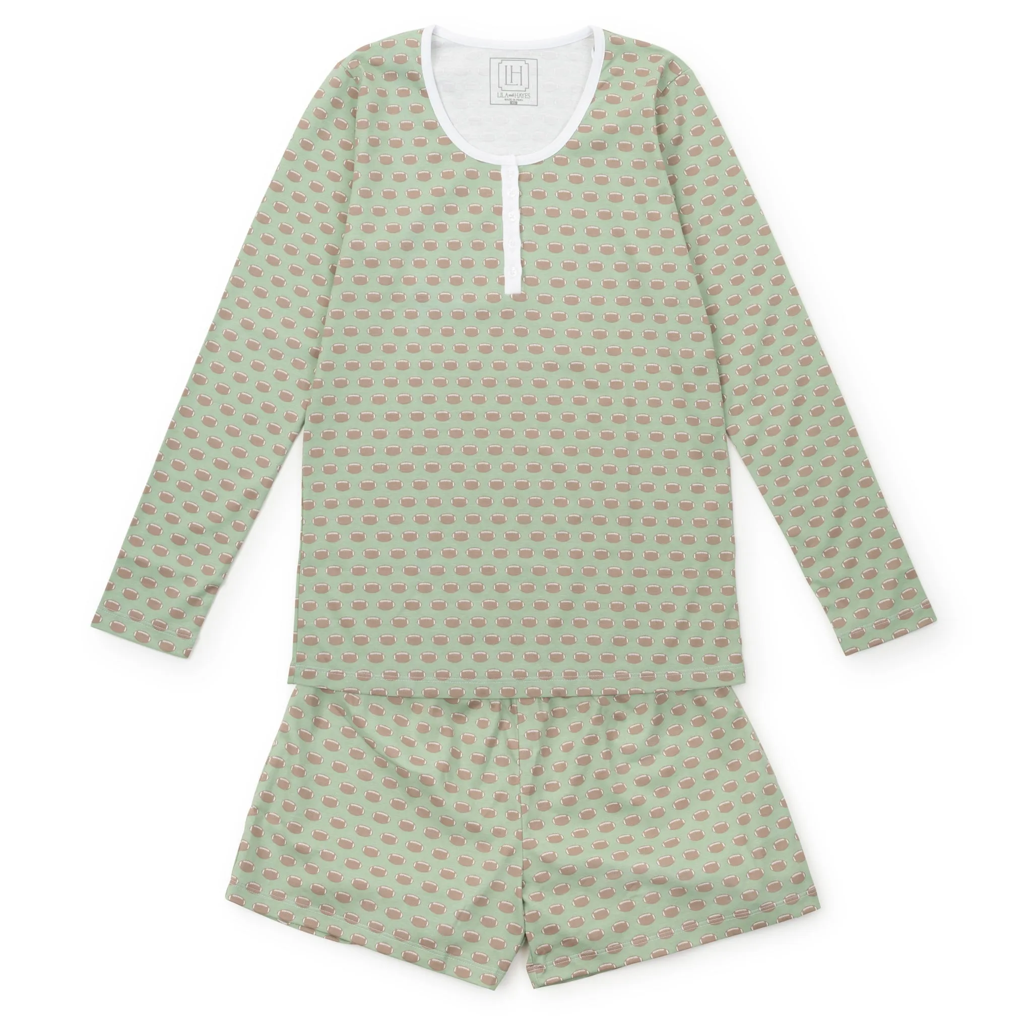 Marty Women's Pajama Short Set Football sold by Lila and Hayes